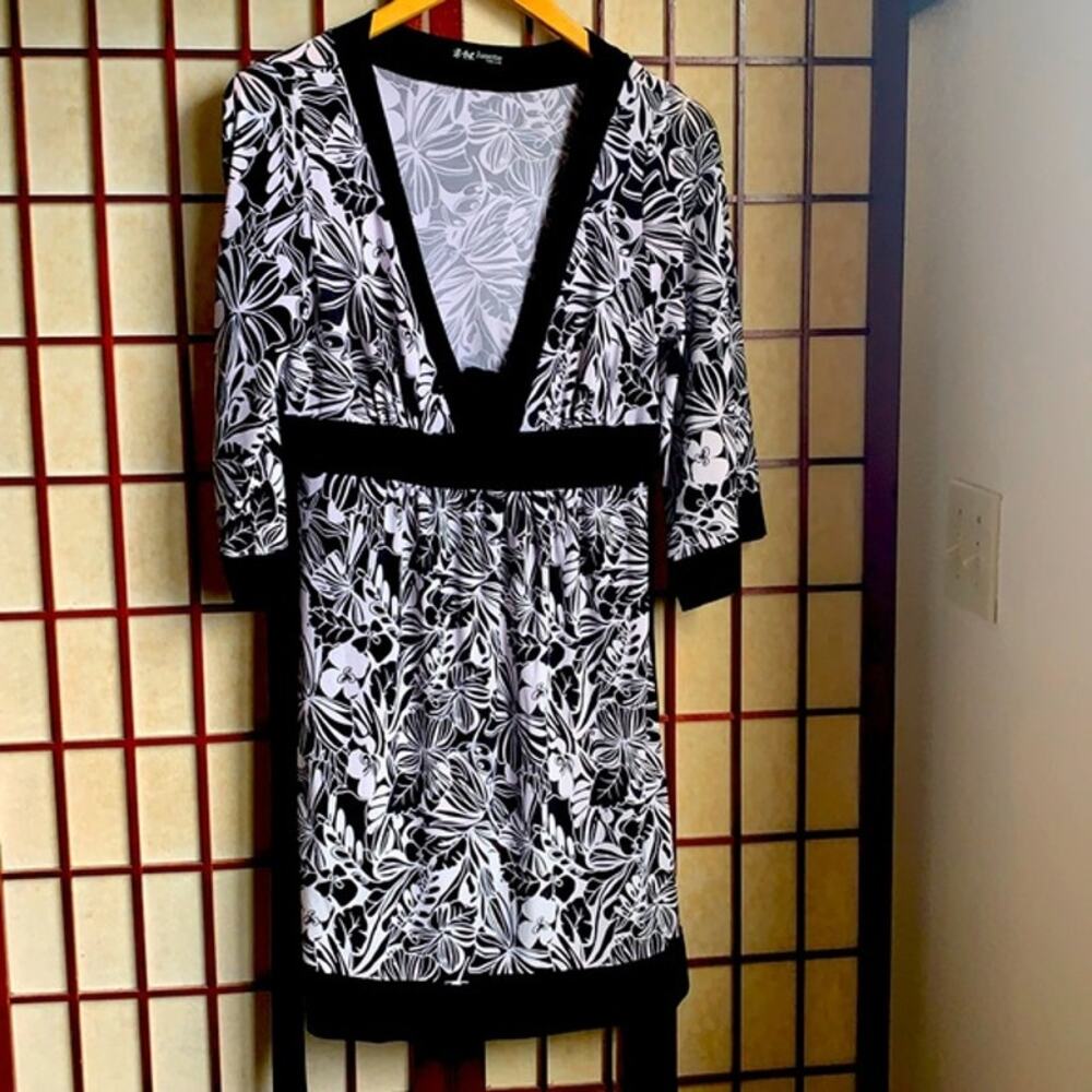 Janette brand Pull over tunic with white body shaper.